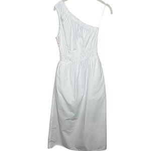 Rails Dress Womens XS White Selani One Shoulder Midi Pockets Tencel Cotton